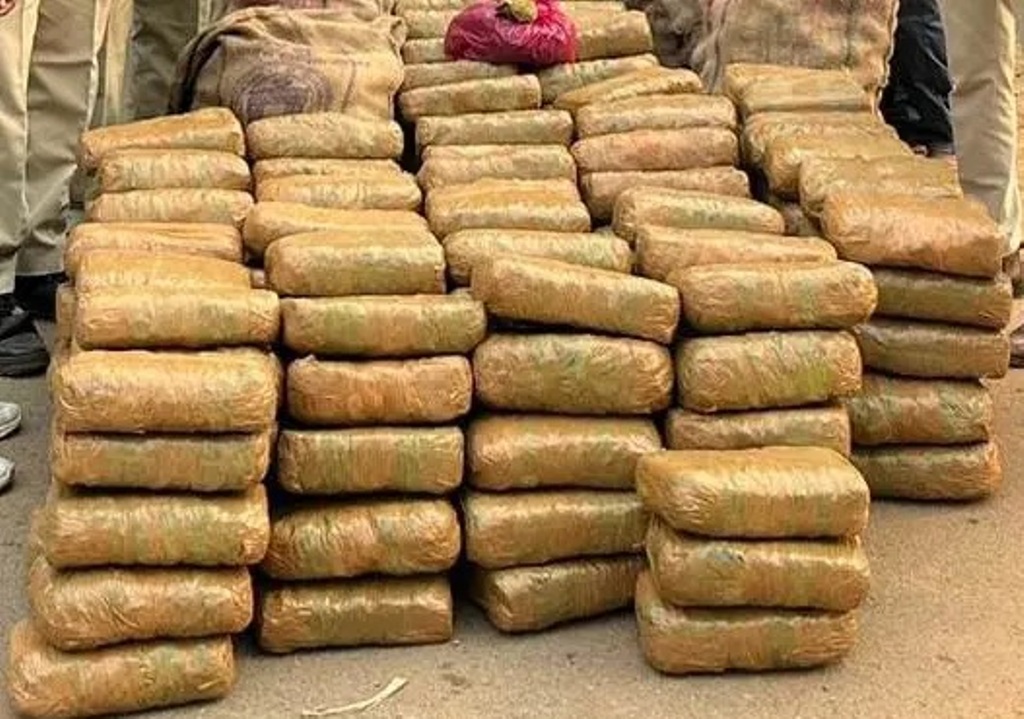 ବାସୁମତୀ ଚାଉଳ ବୋଝେଇ ଟ୍ରକ ରୁ ବିପୁଳ ପରିମାଣରେ ଗଞ୍ଜେଇ ଜବତ