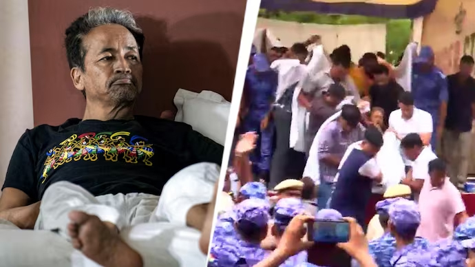 ୨୦ ଦିନ ଧରି ଅନସନରେ ବସିଥିବା ସୋନମ ୱାଙ୍ଗଚୁକଙ୍କୁ ହସ୍ପିଟାଲ ନେଲା ପୁଲିସ